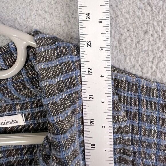 YASUKO KURISAKA WOMENS HANDWOVEN ASYMMETRICAL COTTON JACKET BLUE GRAY WEAVE M/L - Picture 6 of 10